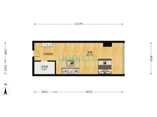 佳源中心 1室0厅1卫 72平方