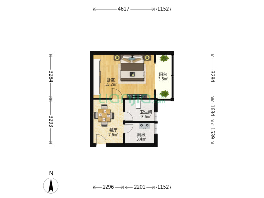 新泉大厦 1室1厅1卫 49平方