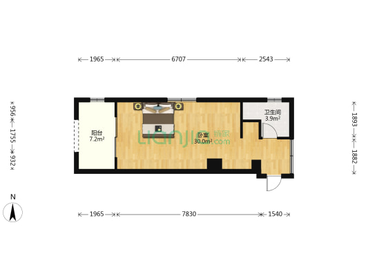 银滩阳光里 1室0厅1卫 55平方