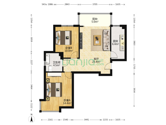瑞祥嘉苑 2室1厅1卫 92平方