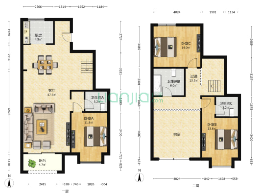 阳光城晋阳府 3室1厅3卫 164平方