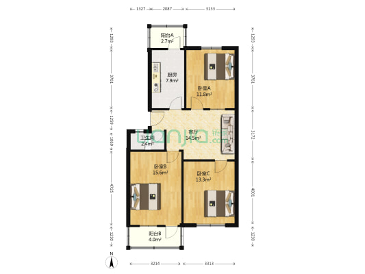 纬二路42号 3室1厅1卫 85平方