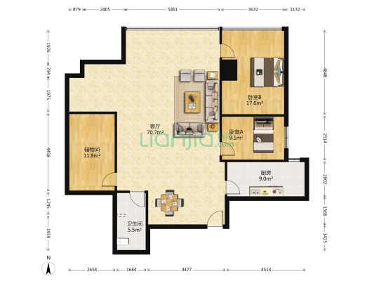重庆宾馆商务大厦 2室1厅1卫 193平方