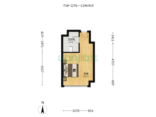 汇富大厦 1室0厅1卫 43平方