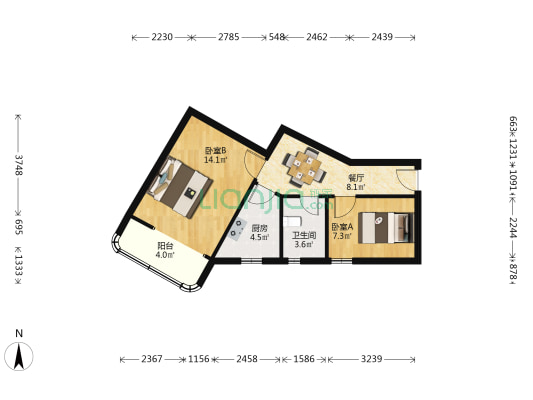 利津小区 2室1厅1卫 57平方