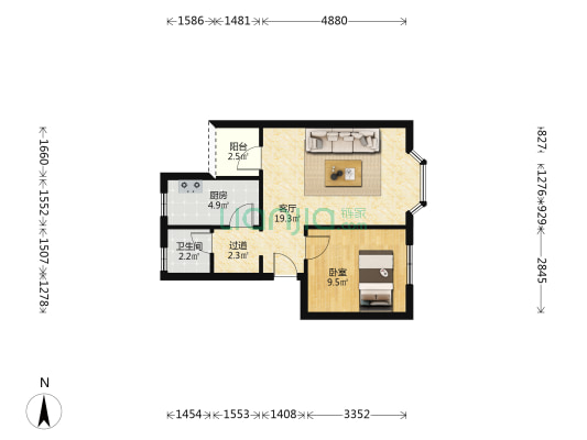 九里苑(星汉路) 1室1厅1卫 52平方