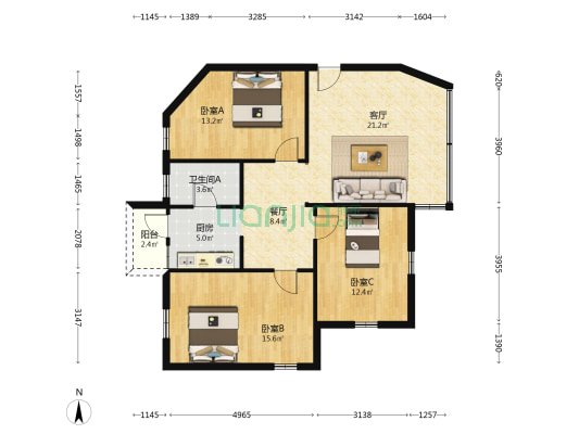 柏桠直街 3室2厅1卫 99平方