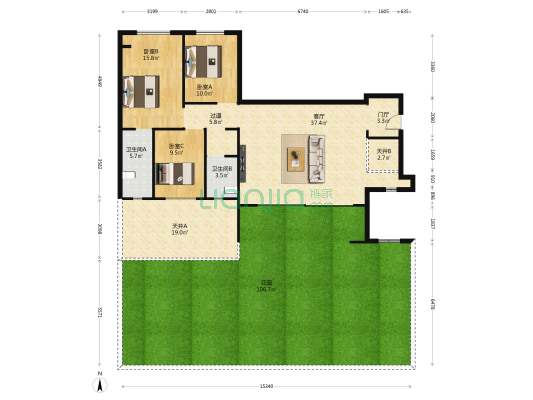 海伦堡九玺 3室1厅2卫 123平方