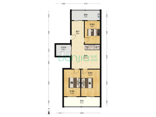 大运南小区 3室2厅1卫 102平方