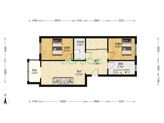 双语旁边 单价3600一平看房随时-户型图