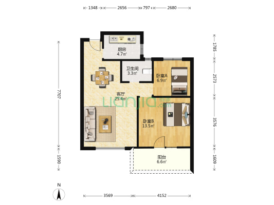 香桐湾 2室1厅1卫 81平方