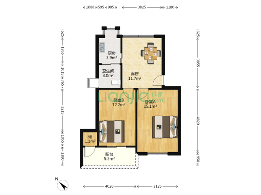 长航新村小区 2室1厅1卫 61平方