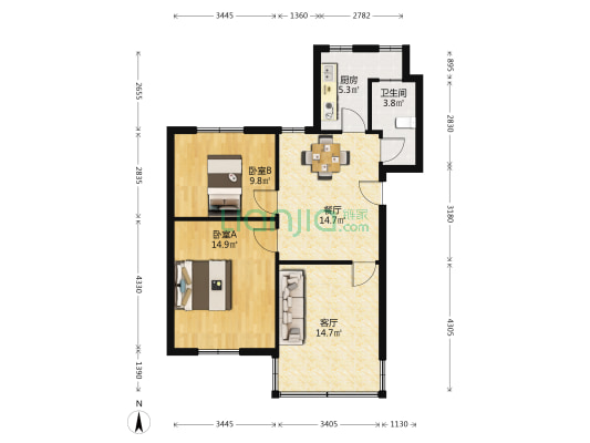 甸桥新村二区 2室2厅1卫 78平方