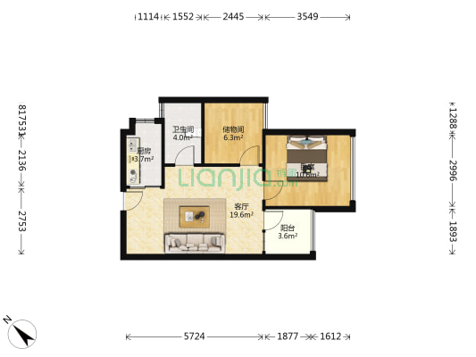 燕都 1室1厅1卫 58平方
