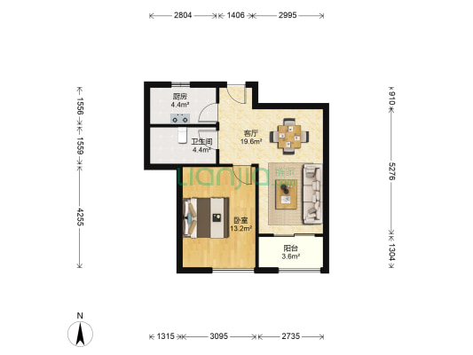 桂花星座 1室1厅1卫 63平方