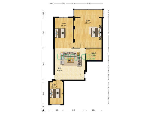 双龙大厦 3室1厅0卫 120平方
