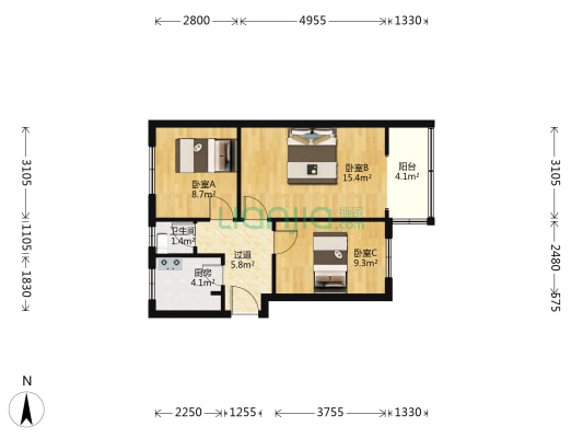 北工房后街 3室0厅1卫 59平方