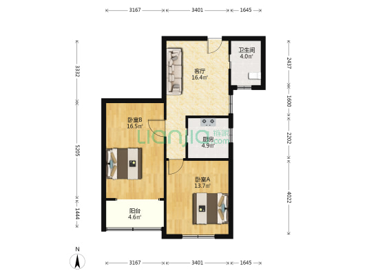 天元公寓 2室1厅1卫 85平方