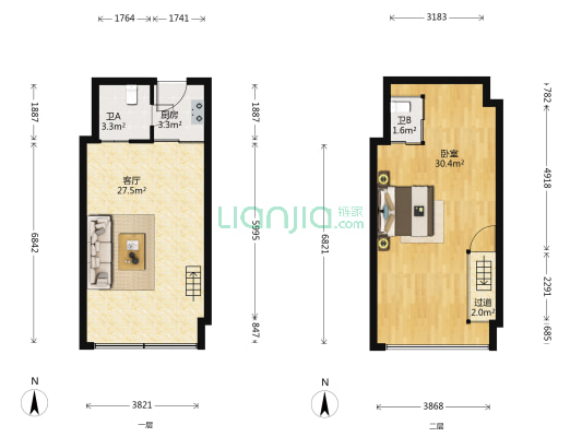 万和大厦 1室1厅2卫 47平方