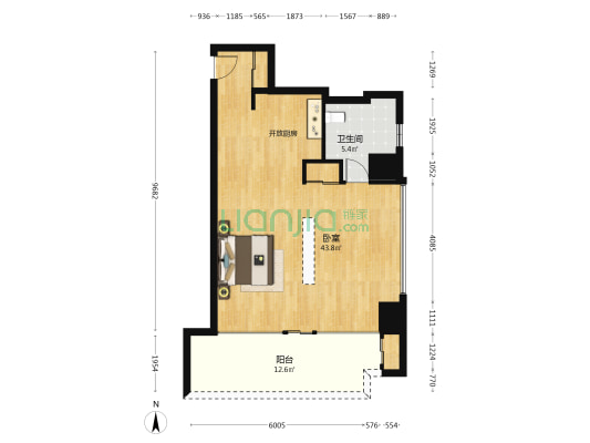 世茂广场•工三 1室0厅1卫 90平方