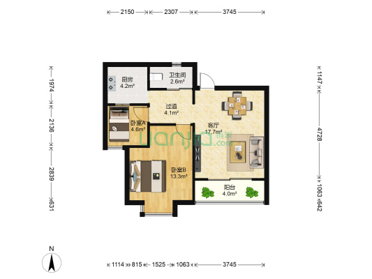 中凯蓝域 2室1厅1卫 67平方