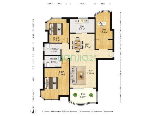 如皋碧桂园 3室2厅2卫 127平方