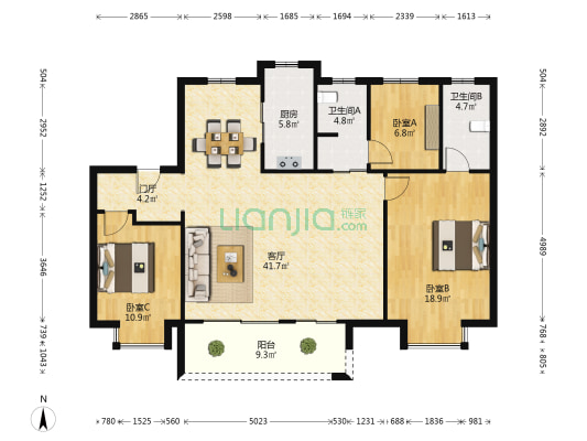 保利和光瑞府 3室1厅2卫 131平方