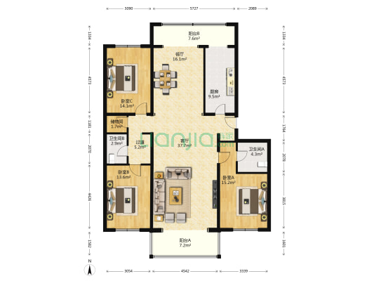 博雅世家 3室2厅2卫 177平方