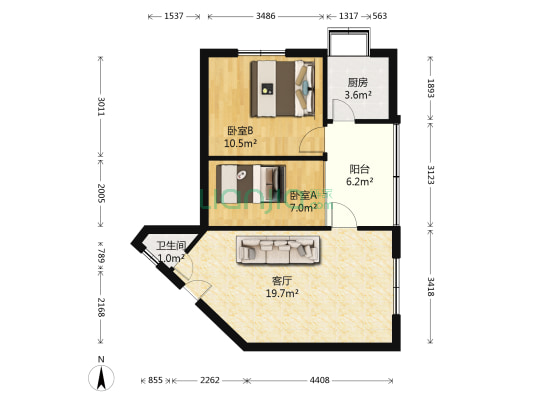 万利来公司家属院 2室1厅1卫 61平方