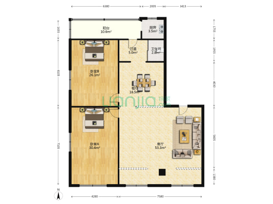 湖滨路183号 2室2厅1卫 153平方