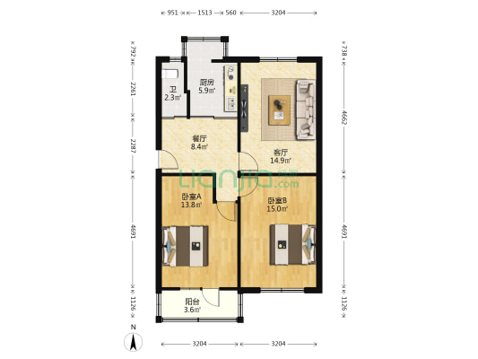 甘肃省邮电管理局家属院 2室2厅1卫 73平方