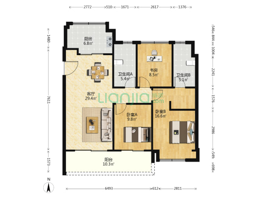 绿城·春月金沙 3室1厅2卫 124平方