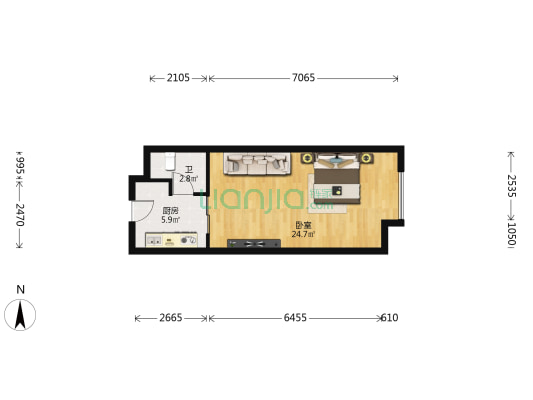 碧桂园城市之光 1室0厅1卫 48平方