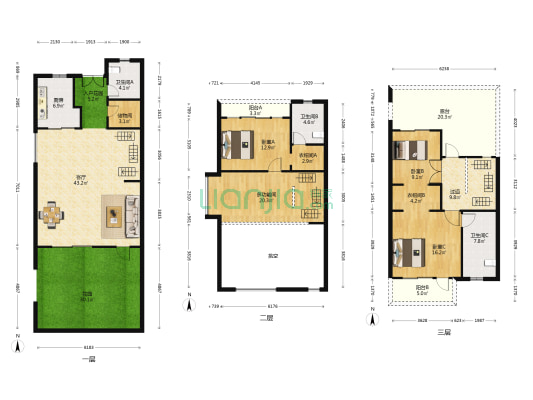 保利小楼大院 4室1厅3卫 168平方