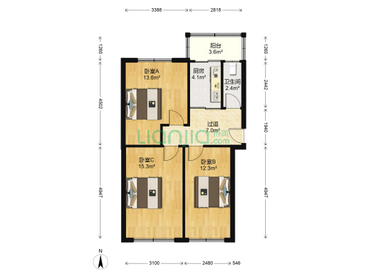 星宇长久小区 3室0厅1卫 79平方