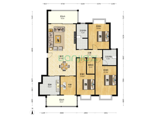 金水花园 4室1厅2卫 160平方