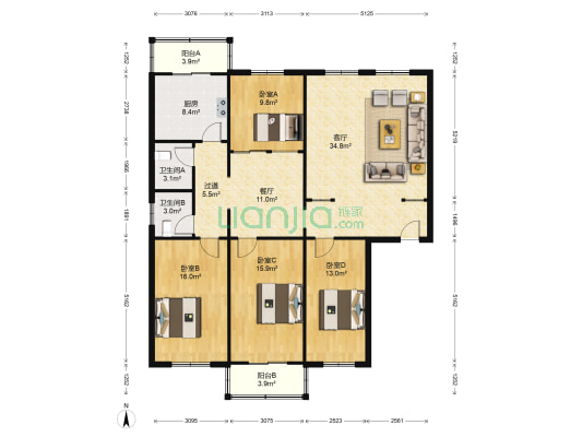 双塔信用社家属院 4室2厅2卫 174平方