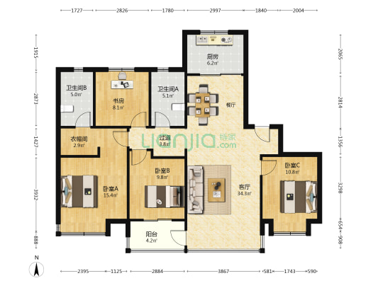 堇麟上府云汀 4室1厅2卫 138平方