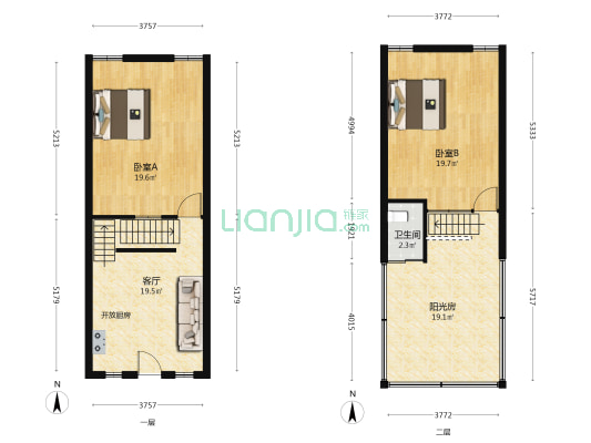 新海海新新村 2室1厅1卫 75平方