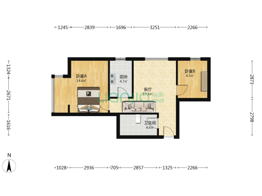 东润国际新城 2室1厅1卫 69平方