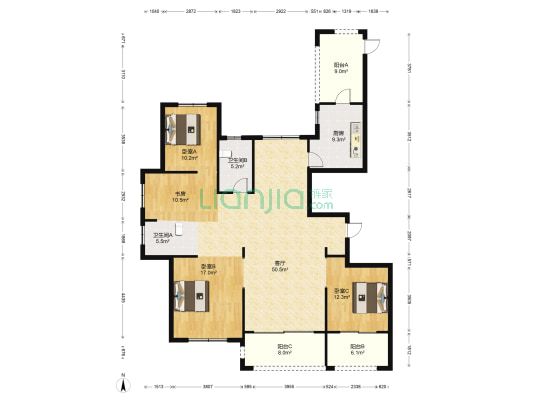 金色丽都 4室1厅2卫 161平方