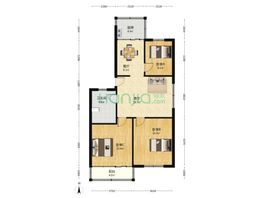 平光制药厂宿舍 3室2厅1卫 109平方