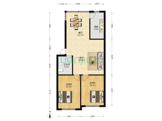 信江中路100号 2室2厅1卫 91平方