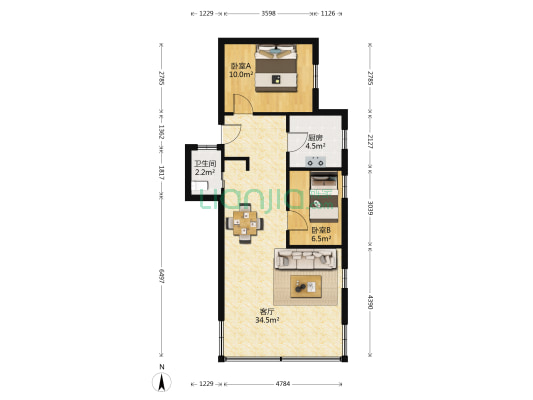 天河东路小区 2室1厅1卫 66平方