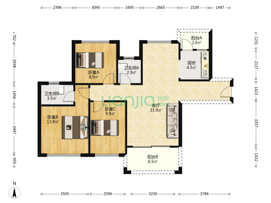 和风雅轩 3室1厅2卫 107平方