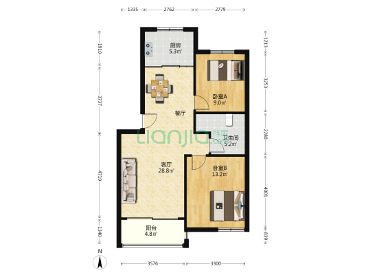 清华园(平度) 2室1厅1卫 81平方