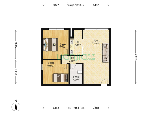 干警大楼 2室1厅1卫 80平方