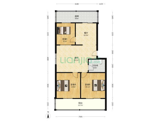 山汽宿舍西区 3室2厅1卫 113平方