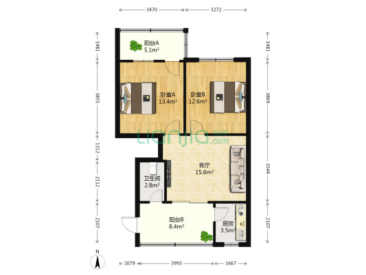 书院路127号 2室1厅1卫 67平方