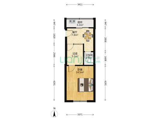 三环街（八一路商圈） 1室1厅1卫 41平方
